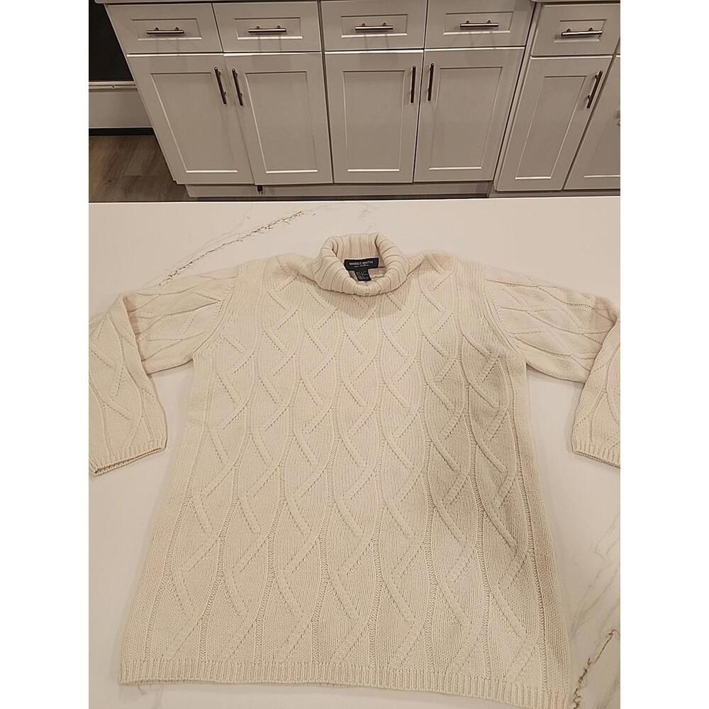 Vtg Mariele Waithe 100% Cashmere Turtleneck Sweater Ivory  Regular L